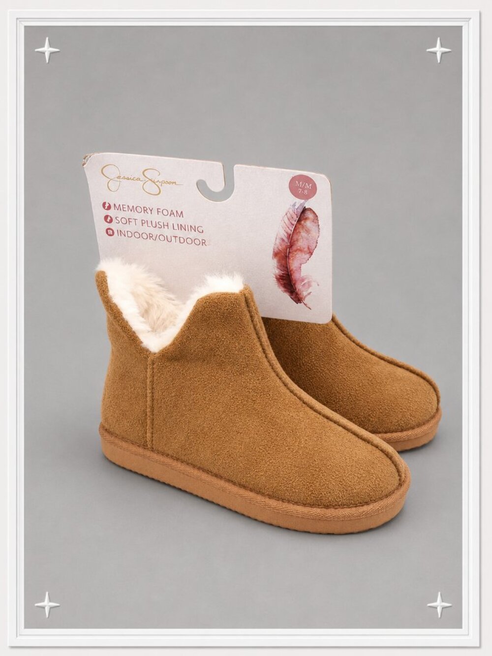 Jessica Simpson Faux Fur Lined Memory Foam Slipper Booties-M(7-8)